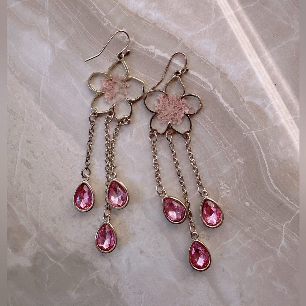 Cherry Blossom crystal drop earrings